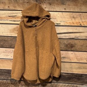 Cozy Brown Hooded Sherpa Jacket